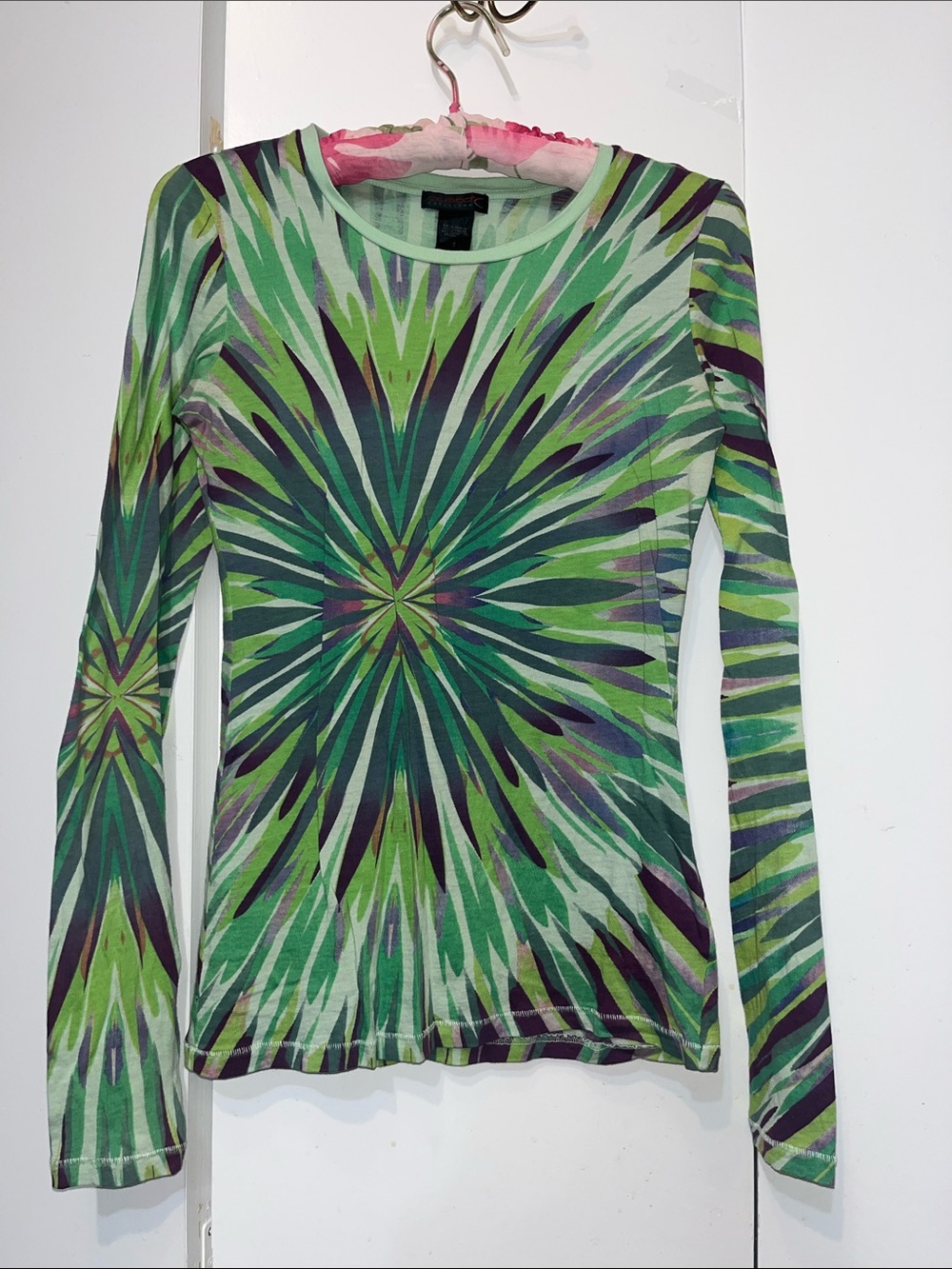 Custo Barcelona Green Starburst Long Sleeve Top 100% cotton size 1